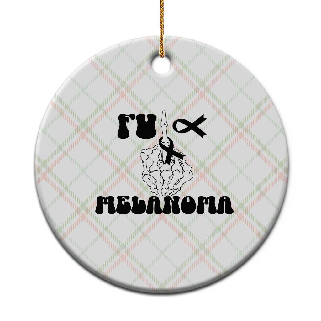 Fuck Melanoma Awareness Ceramic Ornament Skeleton Hand Ribbon Warrior Gift