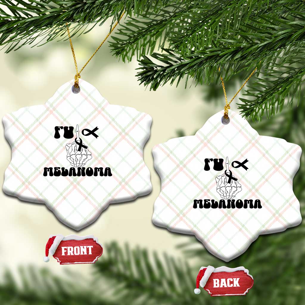 Fuck Melanoma Awareness Ceramic Ornament Skeleton Hand Ribbon Warrior Gift