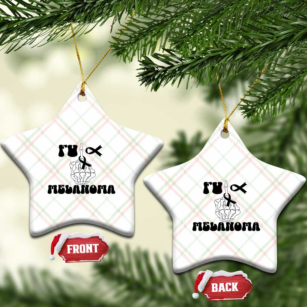 Fuck Melanoma Awareness Ceramic Ornament Skeleton Hand Ribbon Warrior Gift