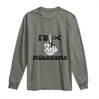 Fuck Melanoma Awareness Long Sleeve Shirt Skeleton Hand Ribbon Warrior Gift