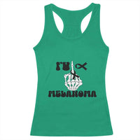 Fuck Melanoma Awareness Racerback Tank Top Skeleton Hand Ribbon Warrior Gift