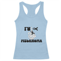 Fuck Melanoma Awareness Racerback Tank Top Skeleton Hand Ribbon Warrior Gift
