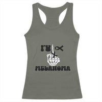 Fuck Melanoma Awareness Racerback Tank Top Skeleton Hand Ribbon Warrior Gift