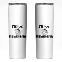 Fuck Melanoma Awareness Skinny Tumbler Skeleton Hand Ribbon Warrior Gift