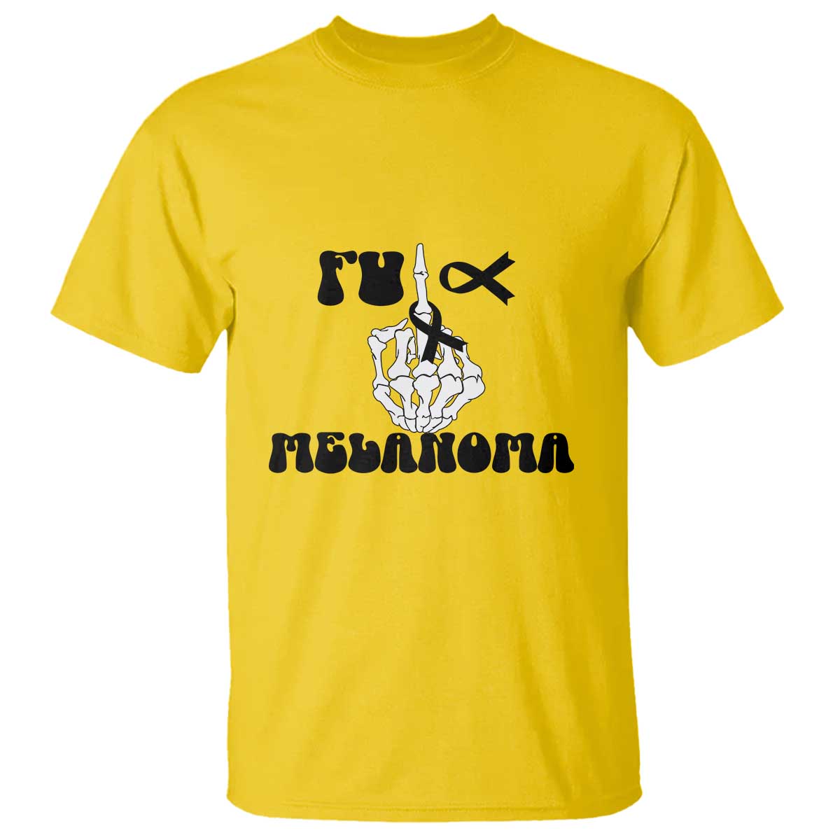 Fuck Melanoma Awareness T Shirt Skeleton Hand Ribbon Warrior Gift