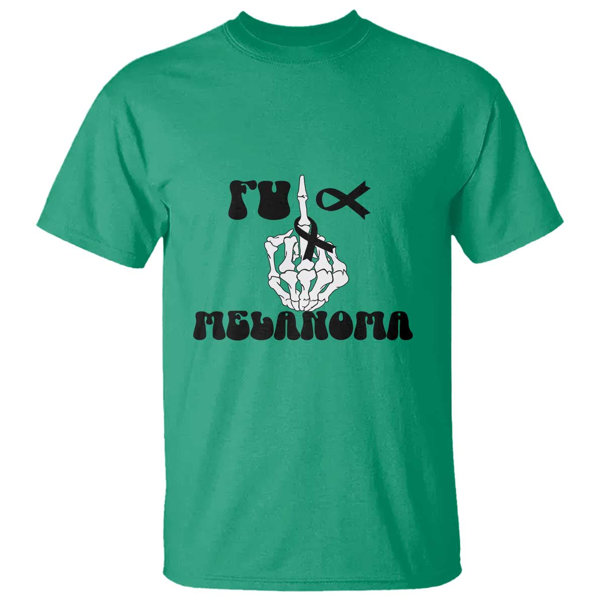 Fuck Melanoma Awareness T Shirt Skeleton Hand Ribbon Warrior Gift