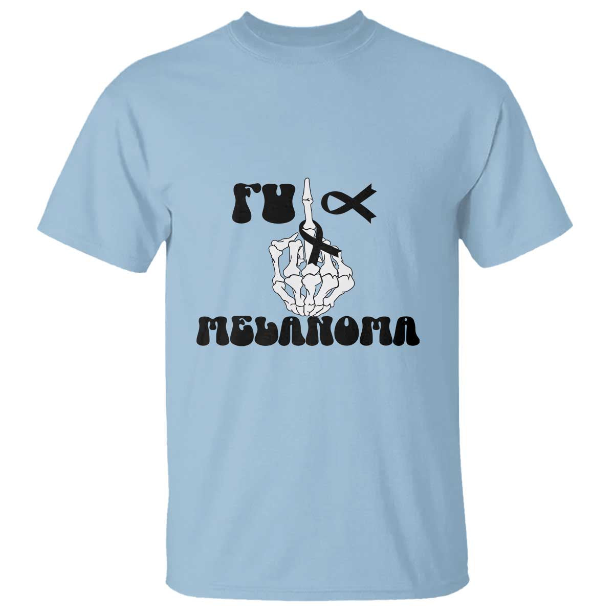 Fuck Melanoma Awareness T Shirt Skeleton Hand Ribbon Warrior Gift