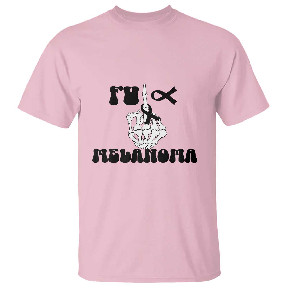 Fuck Melanoma Awareness T Shirt Skeleton Hand Ribbon Warrior Gift