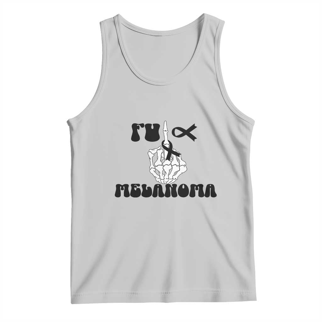Fuck Melanoma Awareness Tank Top Skeleton Hand Ribbon Warrior Gift