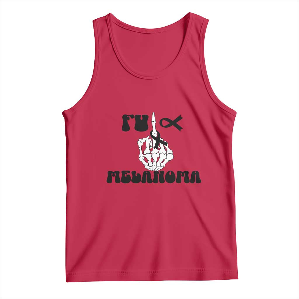 Fuck Melanoma Awareness Tank Top Skeleton Hand Ribbon Warrior Gift