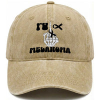 Fuck Melanoma Awareness Washed Cotton Baseball Cap Skeleton Hand Ribbon Warrior Gift