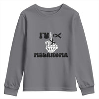 Fuck Melanoma Awareness Youth Sweatshirt Skeleton Hand Ribbon Warrior Gift