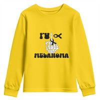 Fuck Melanoma Awareness Youth Sweatshirt Skeleton Hand Ribbon Warrior Gift