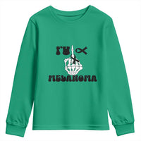 Fuck Melanoma Awareness Youth Sweatshirt Skeleton Hand Ribbon Warrior Gift