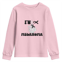 Fuck Melanoma Awareness Youth Sweatshirt Skeleton Hand Ribbon Warrior Gift