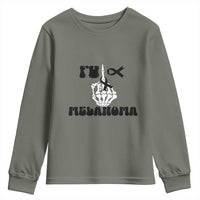 Fuck Melanoma Awareness Youth Sweatshirt Skeleton Hand Ribbon Warrior Gift