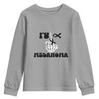 Fuck Melanoma Awareness Youth Sweatshirt Skeleton Hand Ribbon Warrior Gift