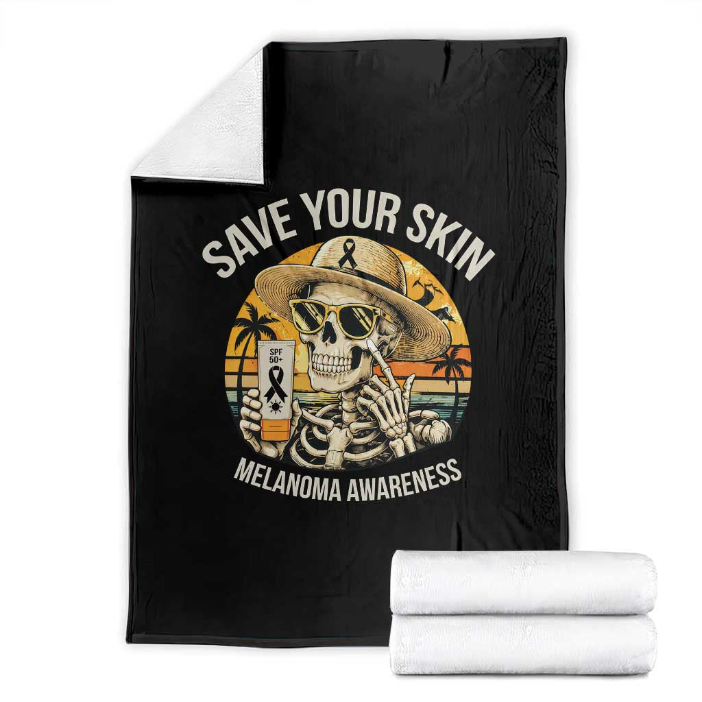 Funny Melanoma Cancer Awareness Graphic Throw Blanket Save Your Skin