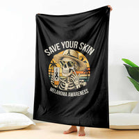 Funny Melanoma Cancer Awareness Graphic Throw Blanket Save Your Skin