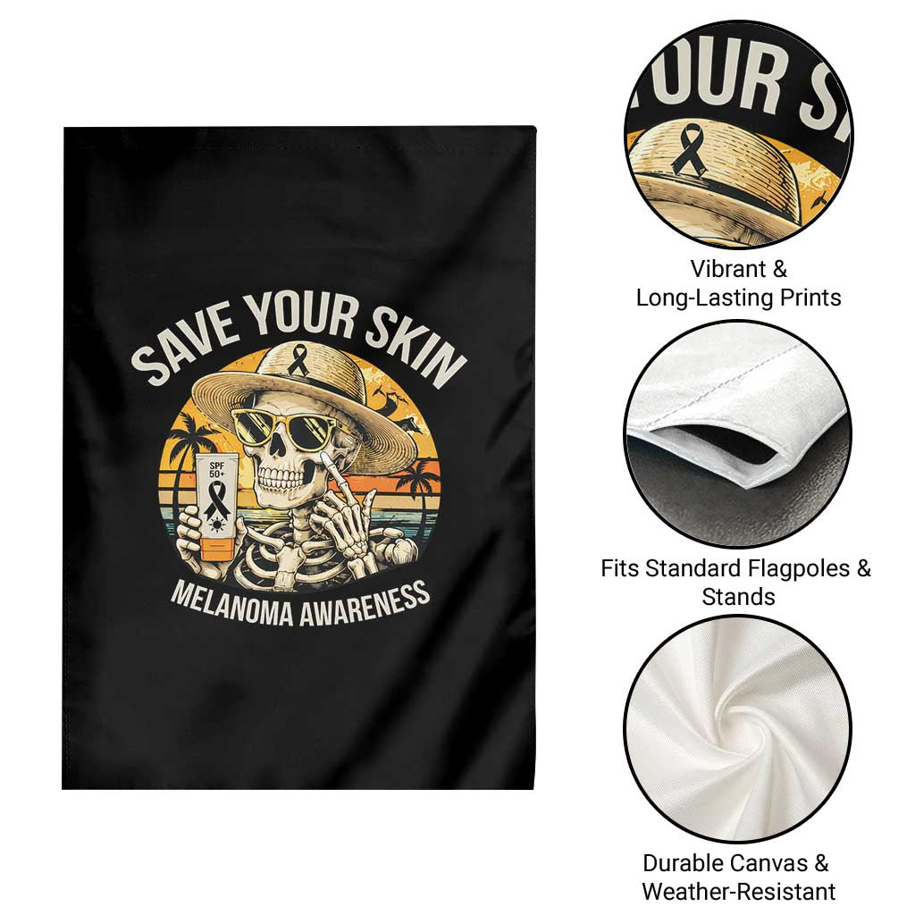 Funny Melanoma Cancer Awareness Graphic Garden Flag Save Your Skin