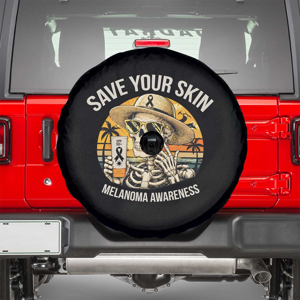 Funny Melanoma Cancer Awareness Graphic Spare Tire Cover Save Your Skin