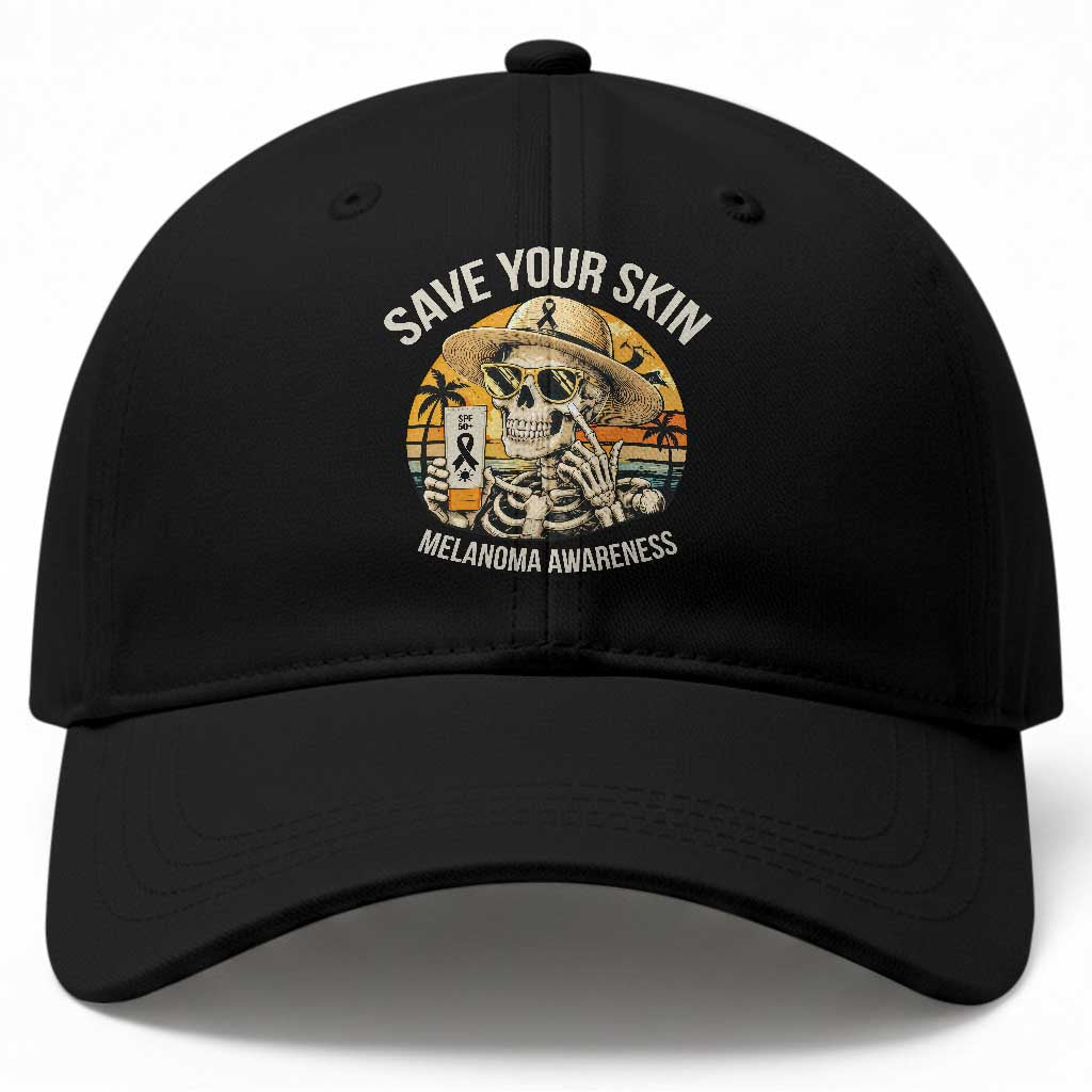 Funny Melanoma Cancer Awareness Graphic Baseball Cap Save Your Skin
