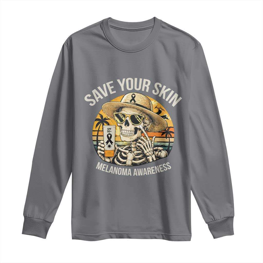 Funny Melanoma Cancer Awareness Graphic Long Sleeve Shirt Save Your Skin