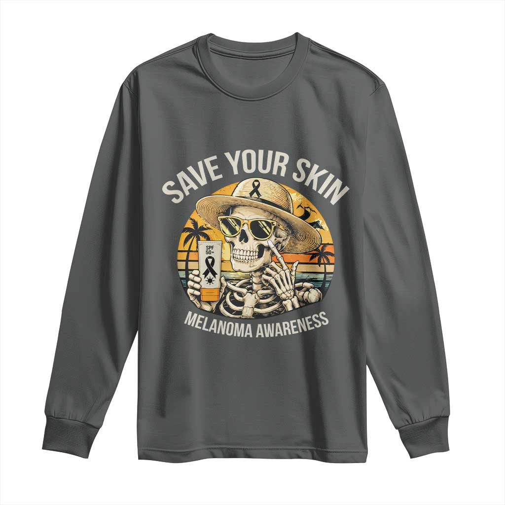 Funny Melanoma Cancer Awareness Graphic Long Sleeve Shirt Save Your Skin