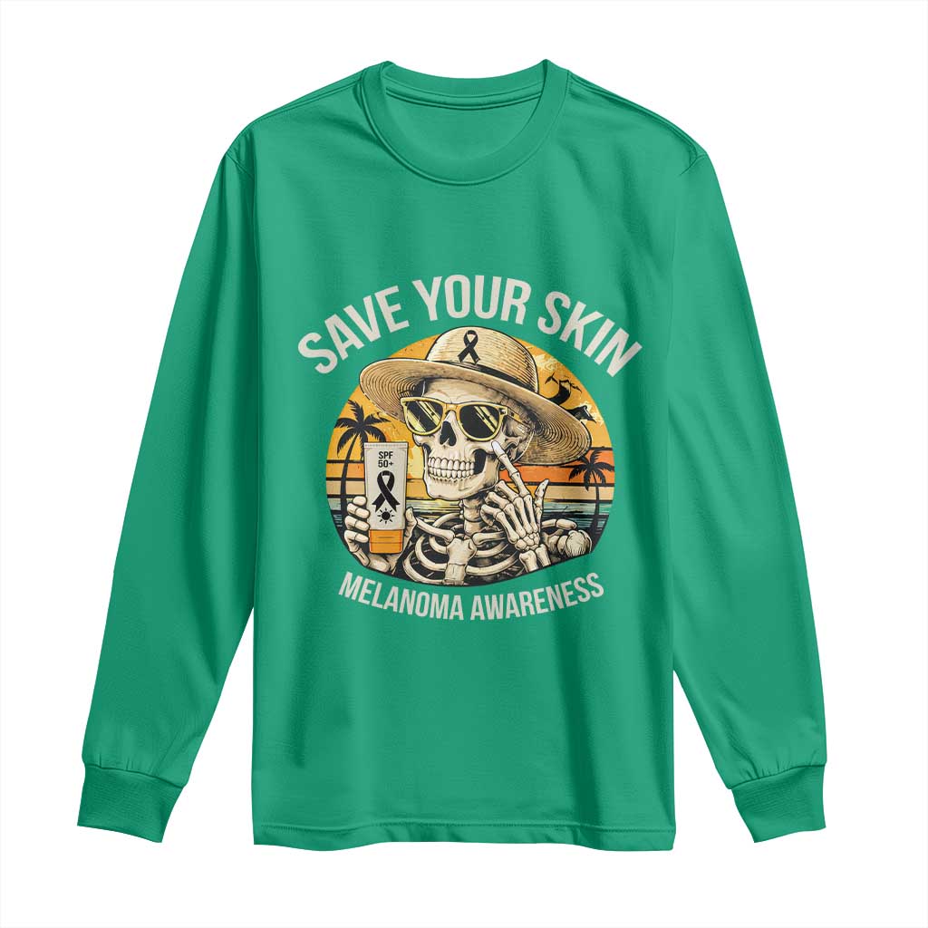 Funny Melanoma Cancer Awareness Graphic Long Sleeve Shirt Save Your Skin