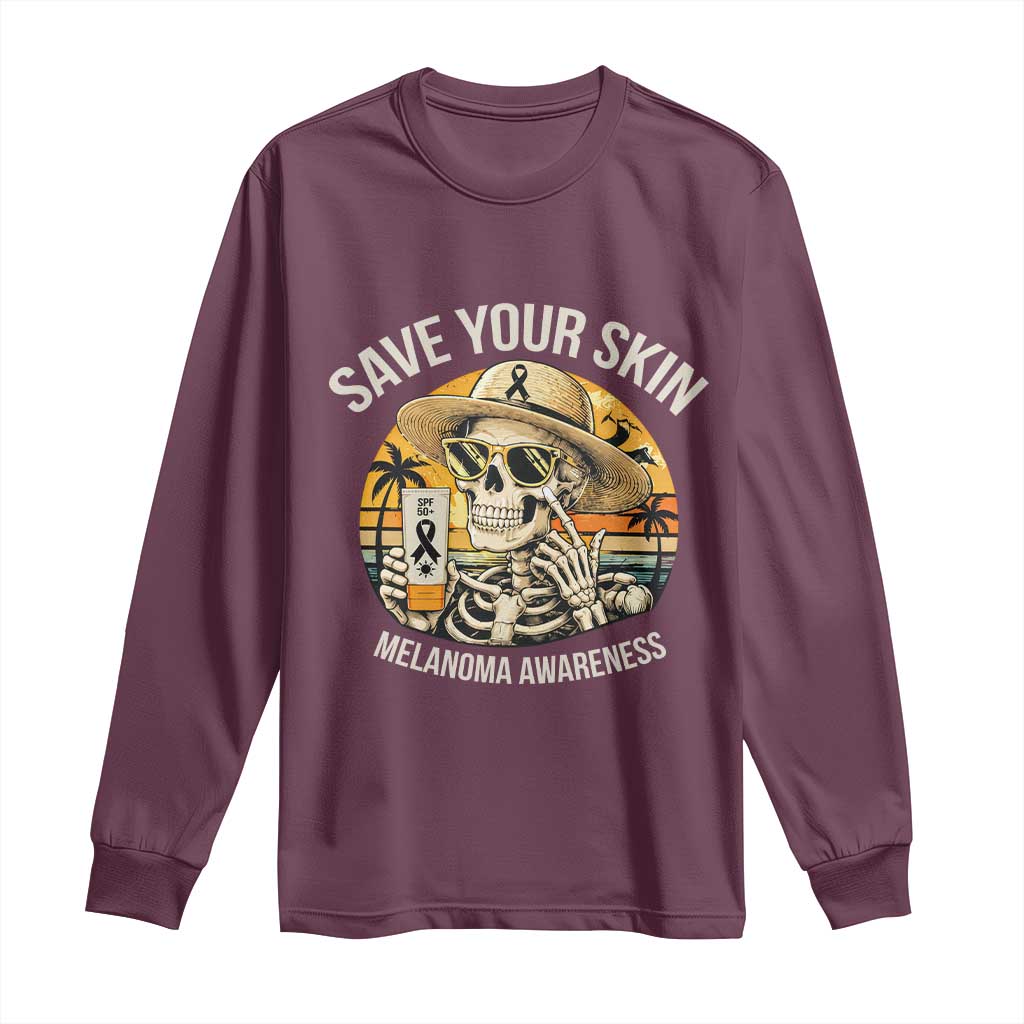 Funny Melanoma Cancer Awareness Graphic Long Sleeve Shirt Save Your Skin