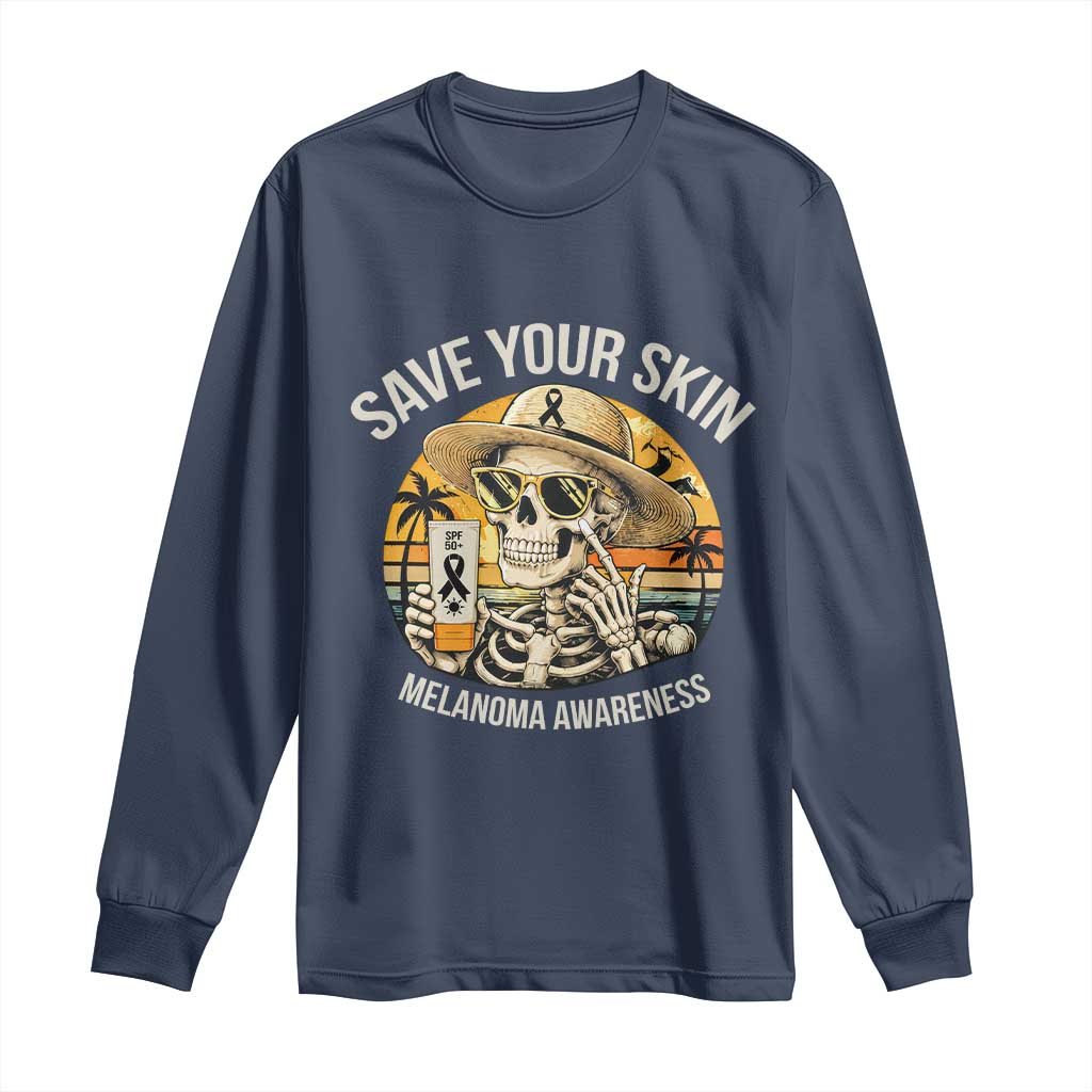 Funny Melanoma Cancer Awareness Graphic Long Sleeve Shirt Save Your Skin