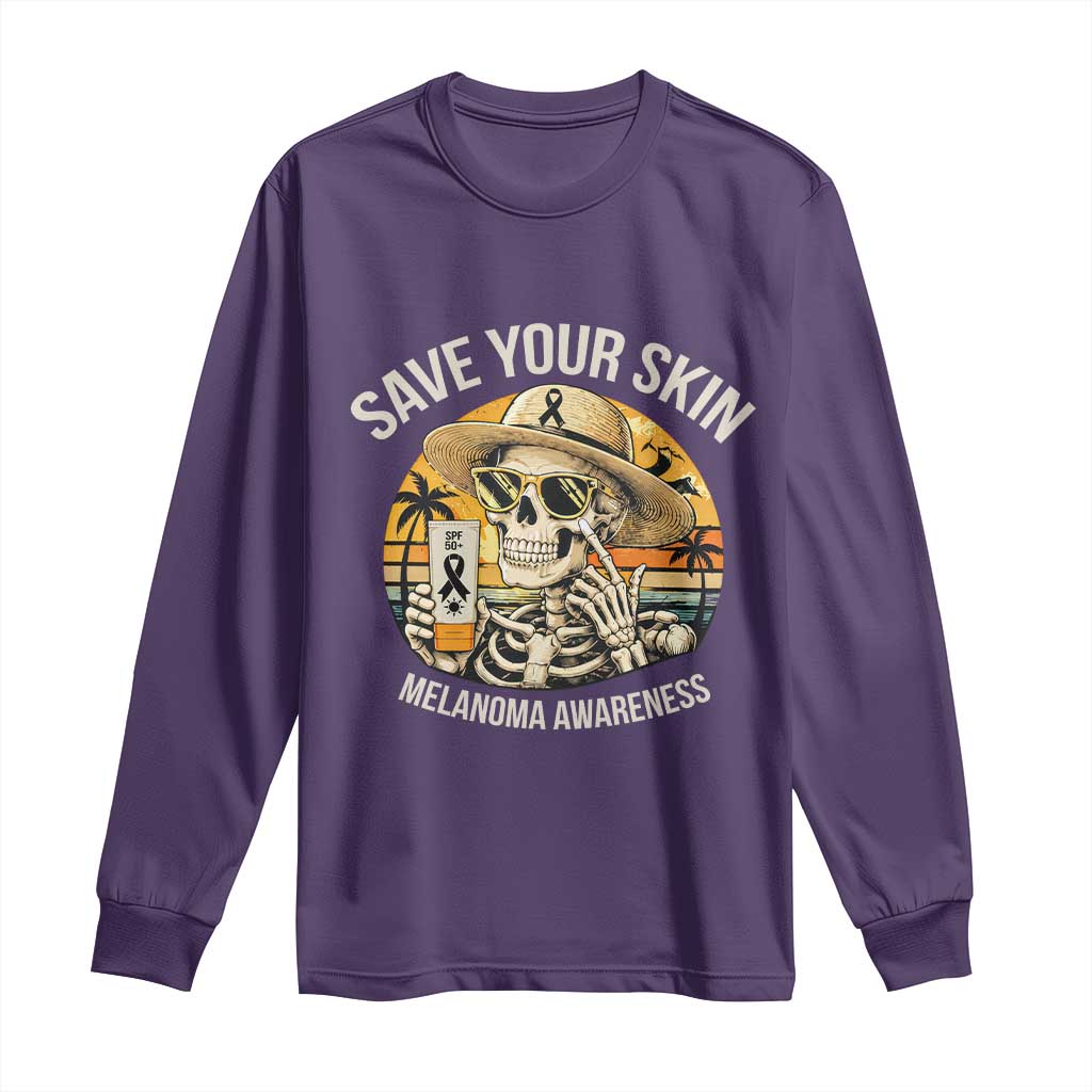 Funny Melanoma Cancer Awareness Graphic Long Sleeve Shirt Save Your Skin