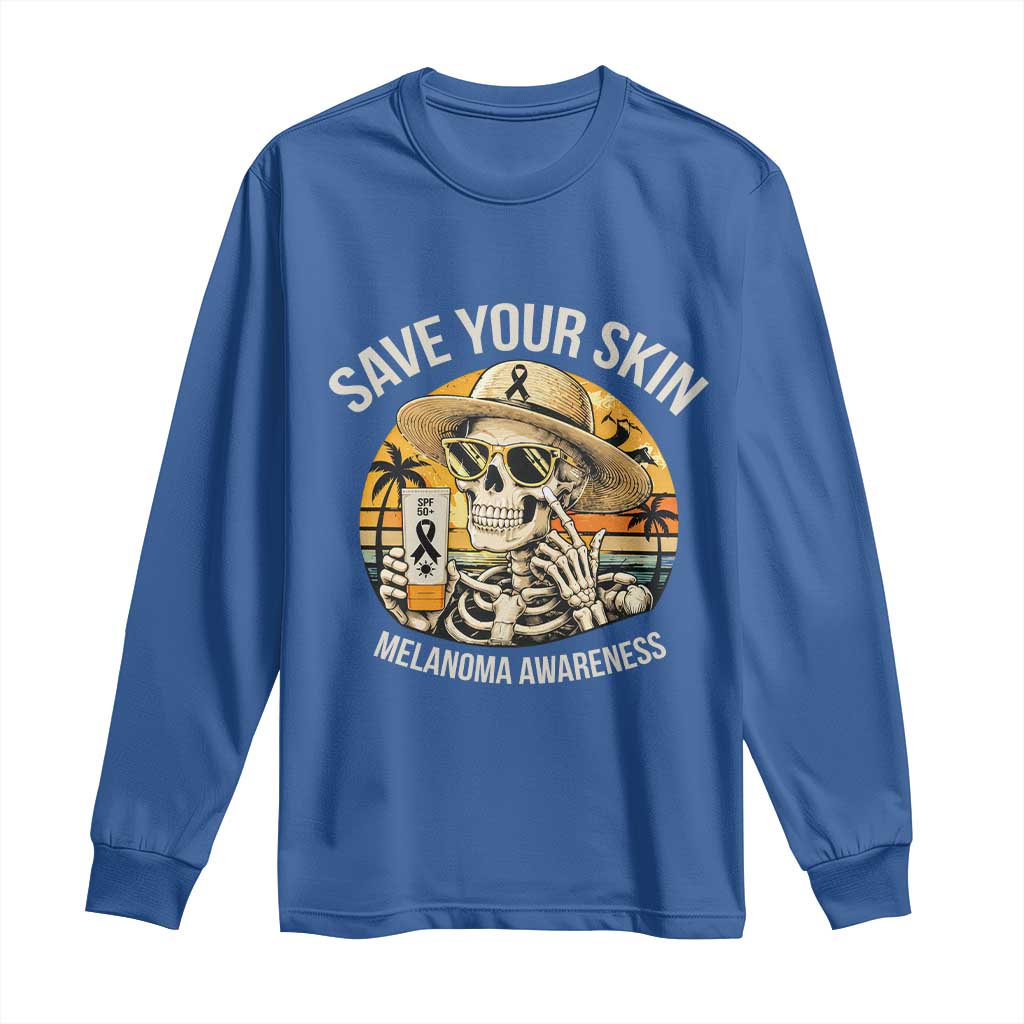 Funny Melanoma Cancer Awareness Graphic Long Sleeve Shirt Save Your Skin
