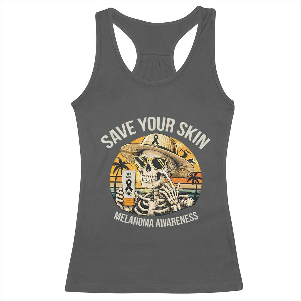 Funny Melanoma Cancer Awareness Graphic Racerback Tank Top Save Your Skin