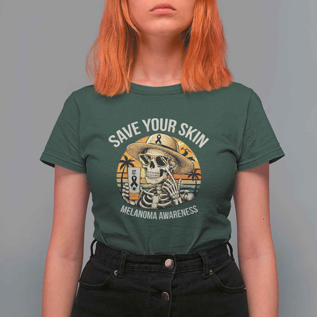 Funny Melanoma Cancer Awareness Graphic T Shirt For Women Save Your Skin