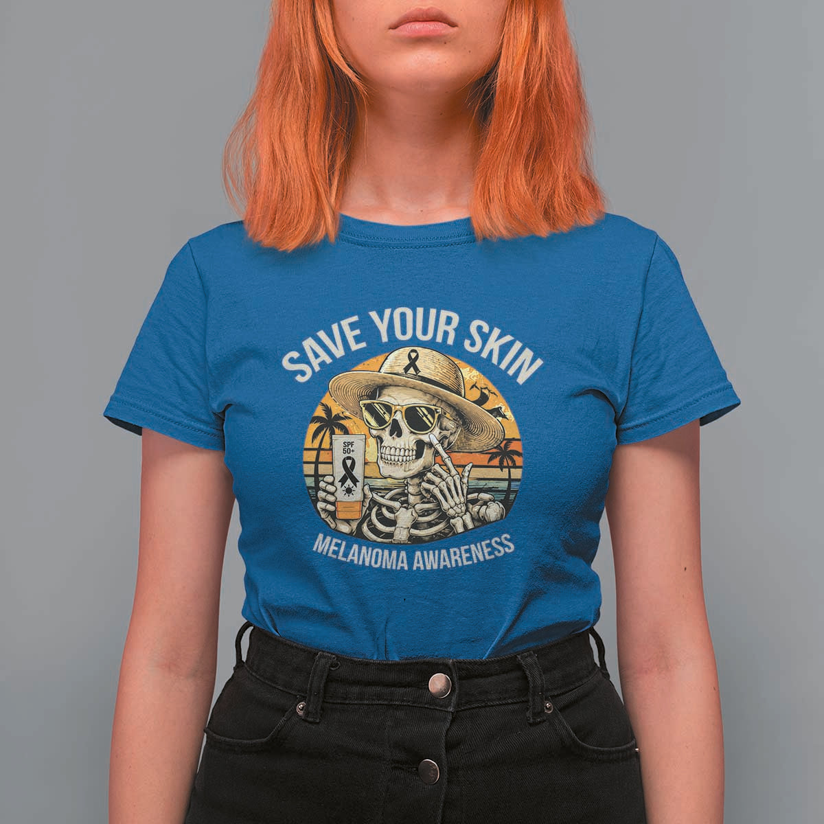 Funny Melanoma Cancer Awareness Graphic T Shirt For Women Save Your Skin