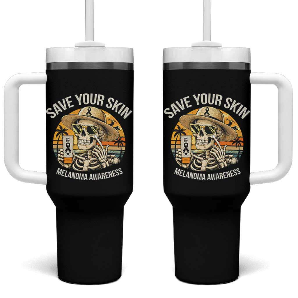Funny Melanoma Cancer Awareness Graphic Tumbler With Handle Save Your Skin
