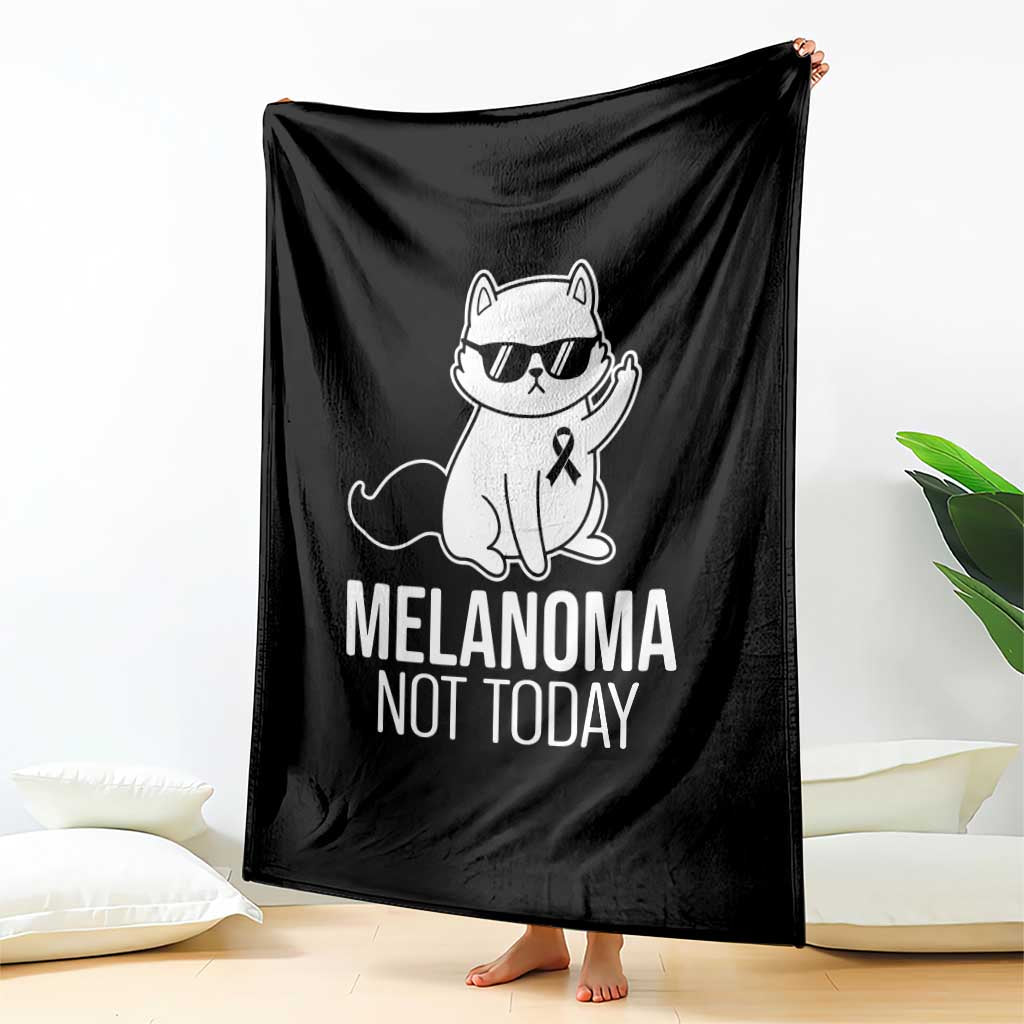 Melanoma Fighter Cat Throw Blanket Not Today Skin Cancer Awareness