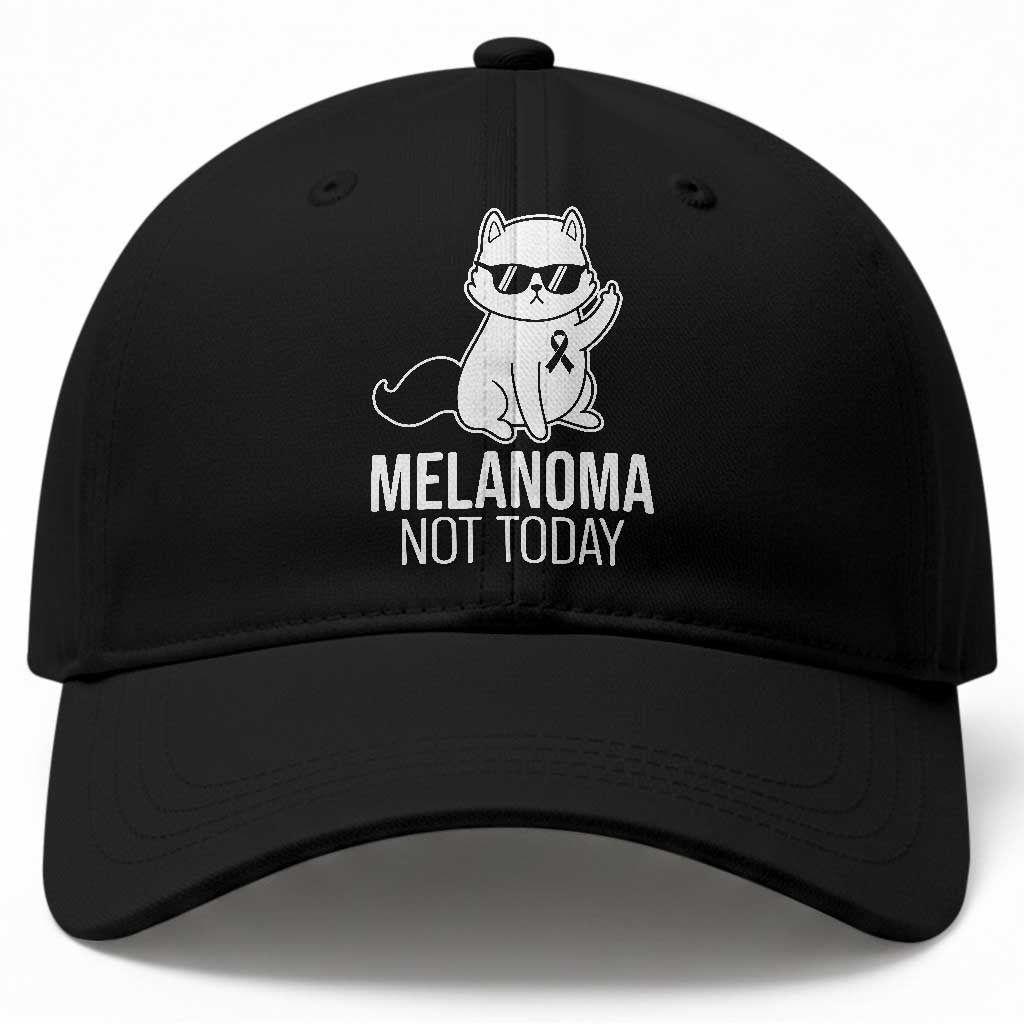 Melanoma Fighter Cat Baseball Cap Not Today Skin Cancer Awareness