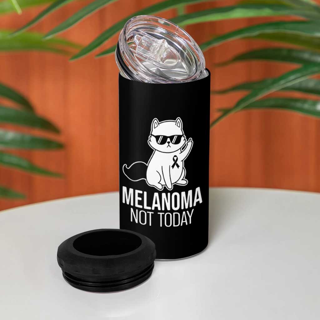 Melanoma Fighter Cat 4 in 1 Can Cooler Tumbler Not Today Skin Cancer Awareness
