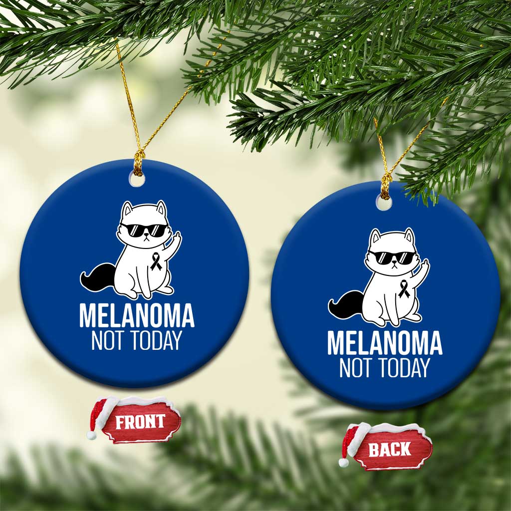 Melanoma Fighter Cat Ceramic Ornament Not Today Skin Cancer Awareness