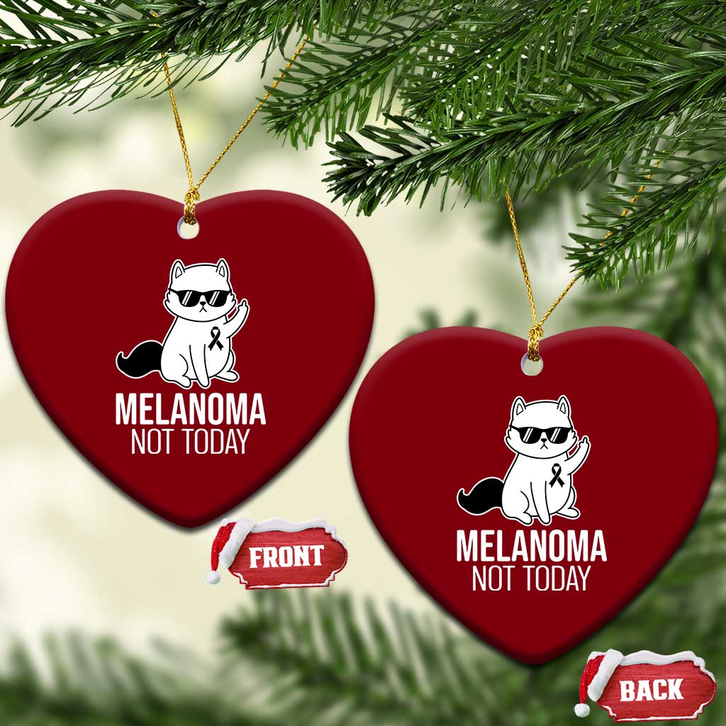 Melanoma Fighter Cat Ceramic Ornament Not Today Skin Cancer Awareness