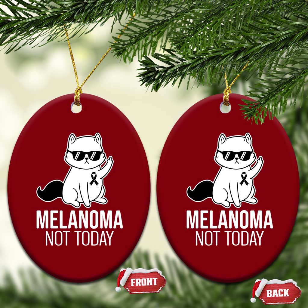 Melanoma Fighter Cat Ceramic Ornament Not Today Skin Cancer Awareness