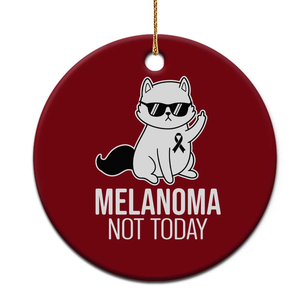 Melanoma Fighter Cat Ceramic Ornament Not Today Skin Cancer Awareness