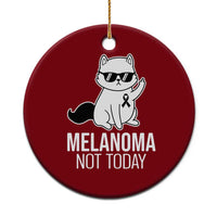 Melanoma Fighter Cat Ceramic Ornament Not Today Skin Cancer Awareness