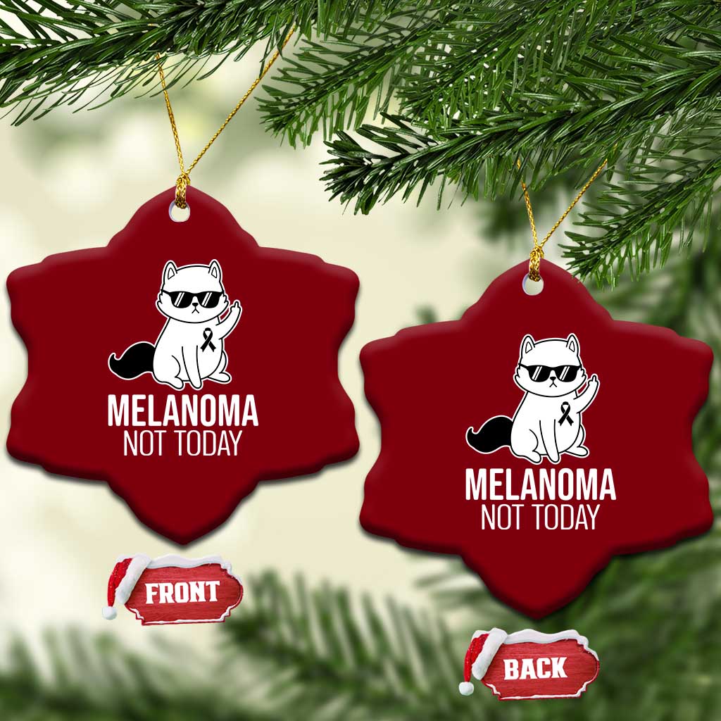 Melanoma Fighter Cat Ceramic Ornament Not Today Skin Cancer Awareness