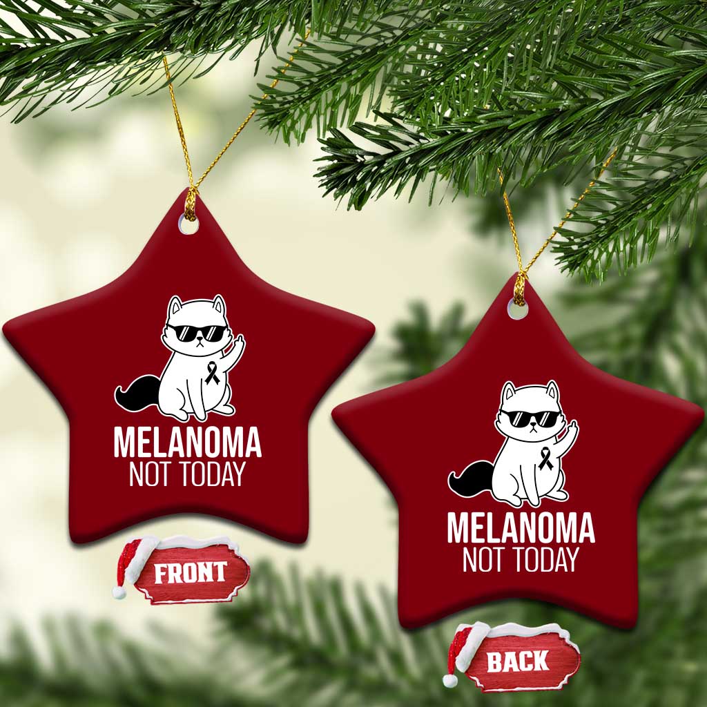 Melanoma Fighter Cat Ceramic Ornament Not Today Skin Cancer Awareness