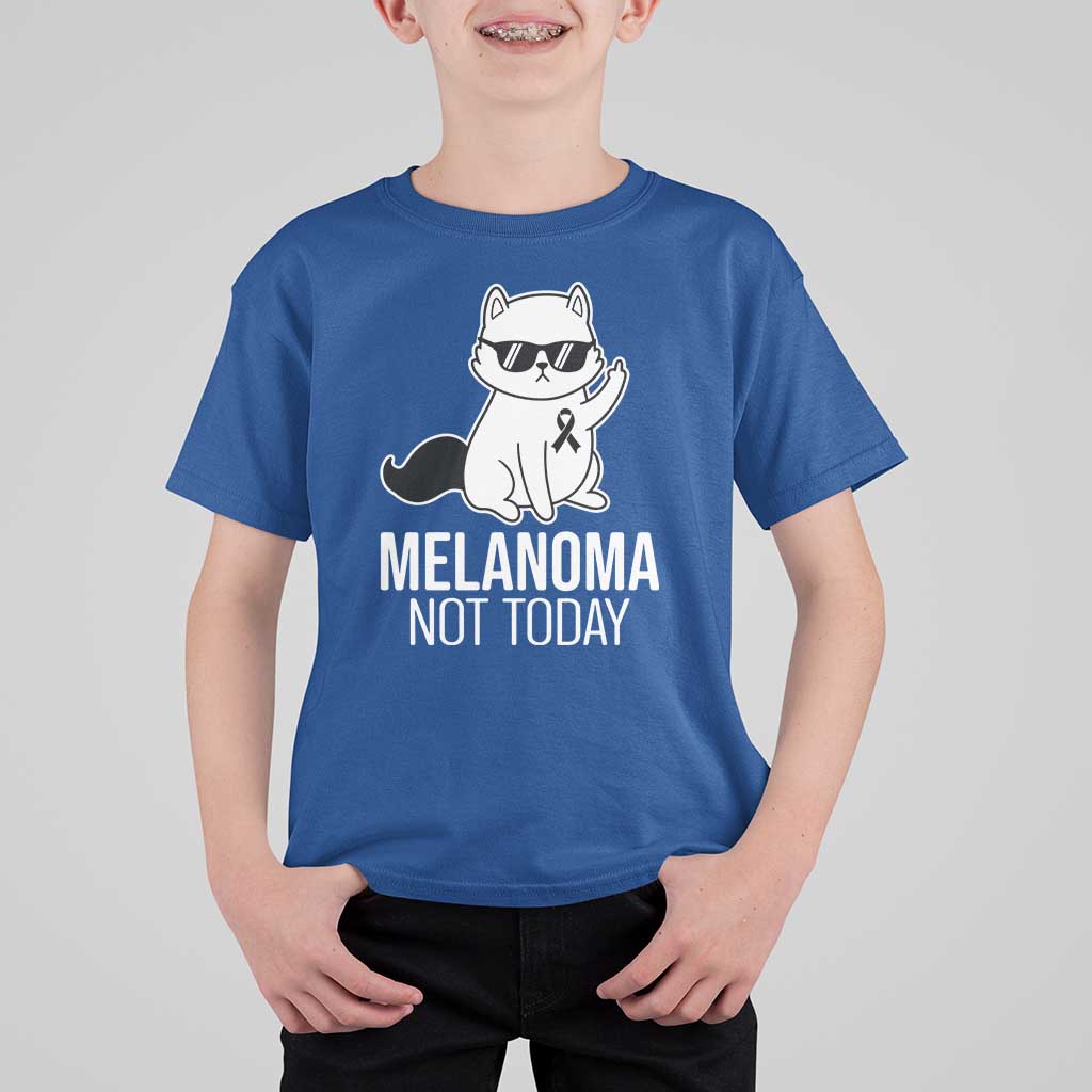 Melanoma Fighter Cat T Shirt For Kid Not Today Skin Cancer Awareness