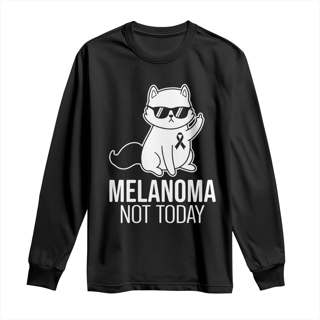 Melanoma Fighter Cat Long Sleeve Shirt Not Today Skin Cancer Awareness
