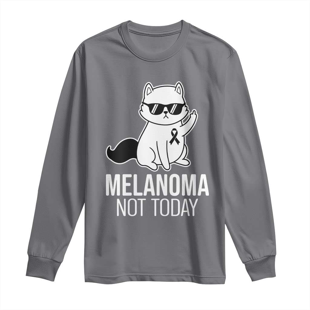 Melanoma Fighter Cat Long Sleeve Shirt Not Today Skin Cancer Awareness